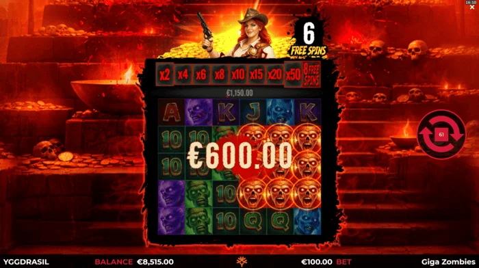 Giga Zombies - wygrana podczas Free Spins